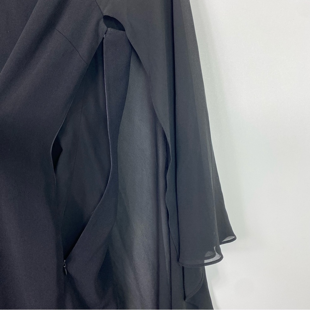 Belle Badgley Mischka Black Chiffon
Cape Knee Length Formal Dress Women's Size 4 - Picture 5 of 12